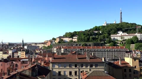 View of Lyon in a summer evening Stock Footage 67988409