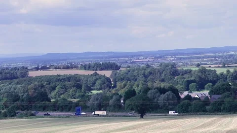 View of the M54 from the Wrekin Stock Footage 161982243