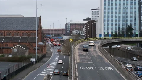 View of the M8 motorway in Glasgow Stock Footage 237333967