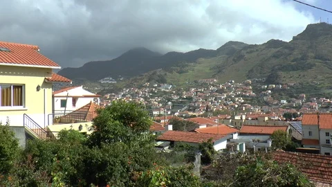 View of Machico with Mountains in the Distance Stock Footage 127267255