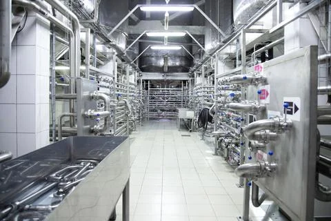 View of the machinery in making beer Stock Photos