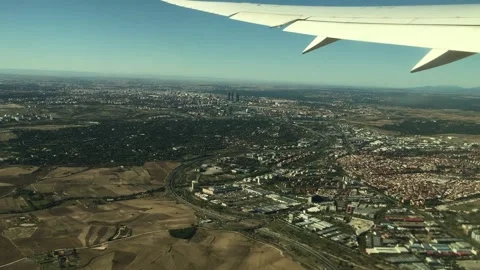 View of Madrid Spain from Airplane Window 4 Oct 2020 Stock Footage 141479416