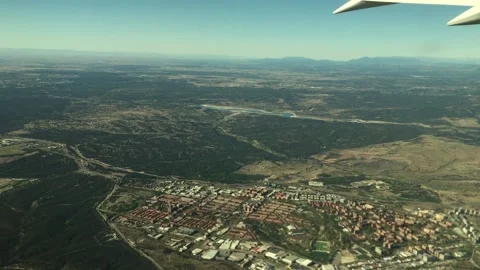 View of Madrid Spain from Airplane Window 2 Oct 2020 Stock Footage 141479651