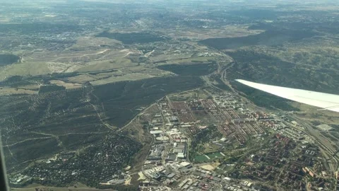 View of Madrid Spain from Airplane Window Oct 2020 Stock Footage 141479747