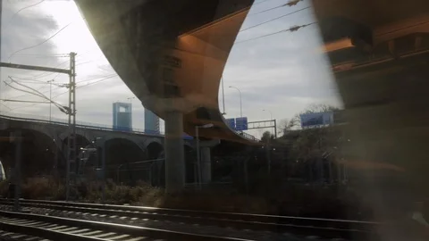 View of Madrid from the train window Video stock 102817047