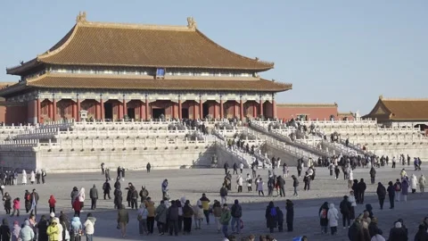 View of Main building Hall square of Forbidden City an ancient Chinese roya.. Stock Footage 327797333
