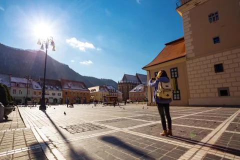 View of the main square at the Brasov Stock Photos