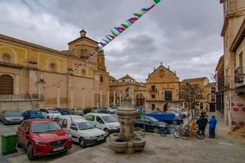 View of main square of Chinchilla de Monte-Aragon. Province of Albacete Stock Photos