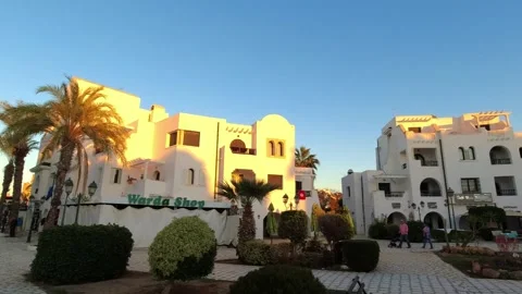 View of the main square in Port el Kantaoui, Tunisia Stock Footage 250607235