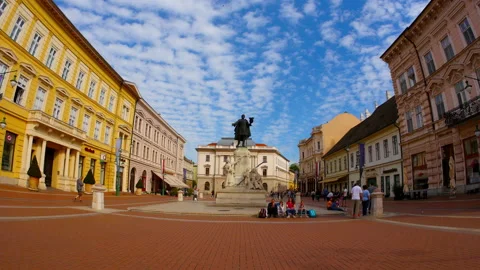 View on the Main square in Szeged in Hungary 스톡 동영상 139308616