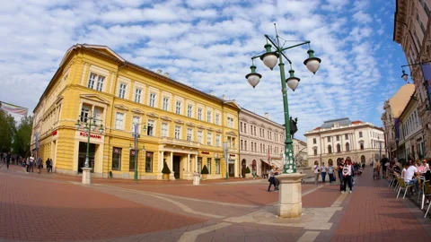 View on the Main square in Szeged in Hungary 스톡 동영상 139360731