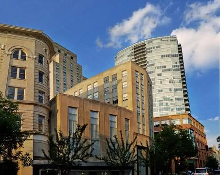View of Main Street in downtown Durham , North Carolina Stock Photos