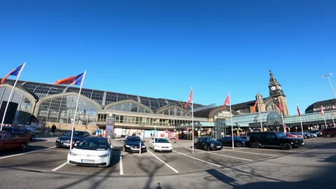 View to the main train station in downtown in Hamburg, Germany. Stock Footage 241836421