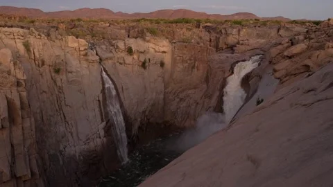 View of the main waterfall on the Orange River at Augrabies Stock Footage 306831147