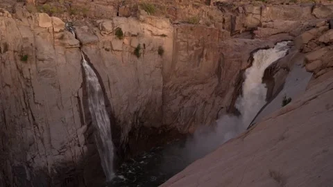 View of the main waterfall on the Orange River at Augrabies Stock Footage 306838272