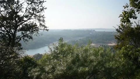 A view of the Maithon dam from the top of the hill. Stock Footage 131704558