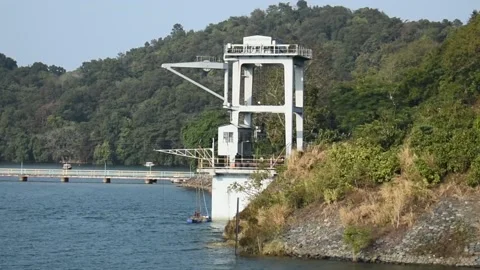 A view of the maithon dam, where hydroelectricity is produced. Stock Footage 131704216