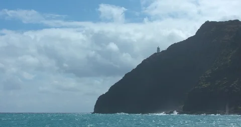 A View of Makapu'u Lighthouse off the Eastern Shore of Oahu Hawaii Stock Footage 104442860