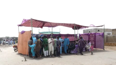 View Of Make Shift Camp For Help Flood Victims In Sindh Pakistan. Slow Stock Footage 212233977