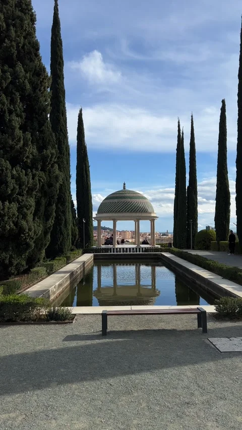 View of Malaga city from La Concepcion botanical. Vertical video Stock Footage 240921955
