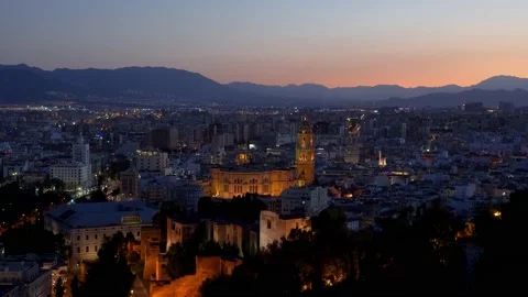 View of Malaga during sunset Stock Footage 159172623