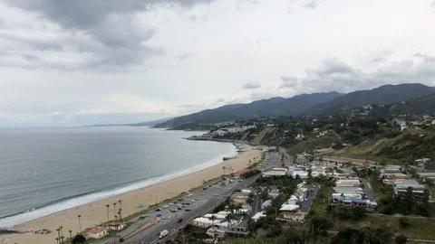 View of Malibu, beach, ocean and highway Video stock 126778309