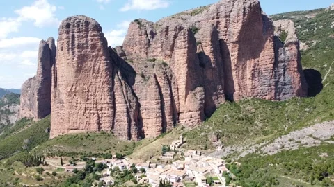 Up View of Mallos de Riglos in Spain Stock Footage 157515618
