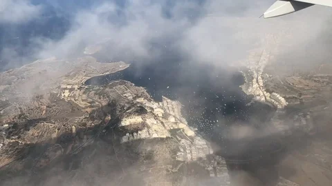 View of Malta coast from a plane window Stock Footage 124391080
