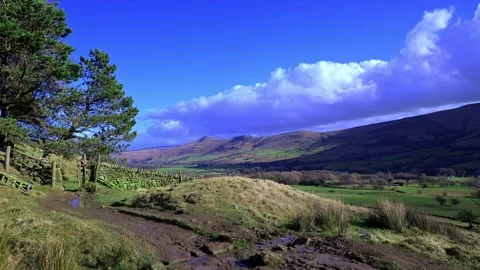 View of Mam Tor Ridge, from Edale Valley, Derbyshire. Stock Footage 321467041