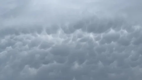View of mammatus clouds on the sky in 4k Stock Footage 244485423