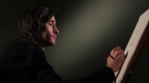 View of a man draws. Stock Footage 56725391