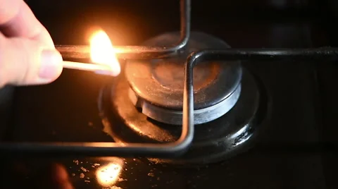 View of a man flames the gas Stock Footage 56479356