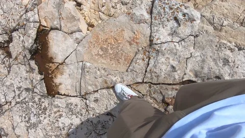 View of man lags walking by rocky ground Video stock 117969906