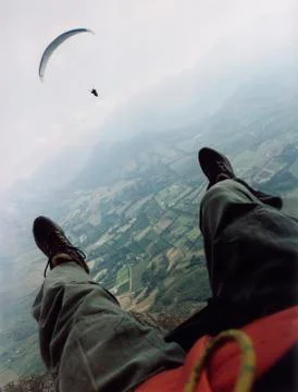 View of a man parasailing Stock Photos