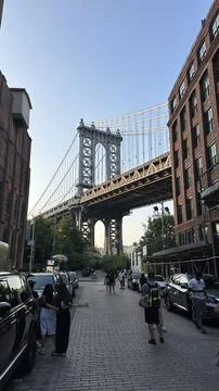 View of Manhattan Bridge from Dumbo Bridge View Stock Photos