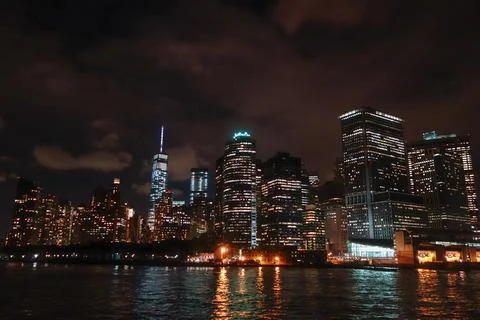 View of Manhattan at night Stock Photos