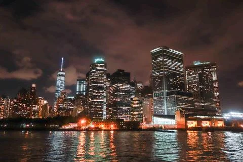 View of Manhattan at night Stock Photos
