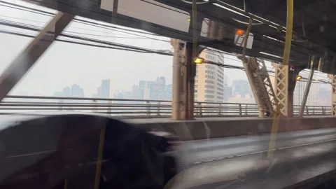 View of manhattan from  from queens bridge ,from car  Stock-Footage 244231459