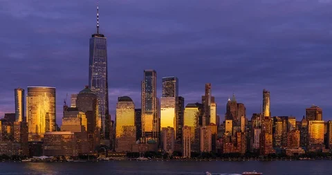 View to Manhattan Skyline time lapse Stock Footage 120931861