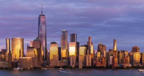View to Manhattan Skyline time lapse Stock Footage 120932755