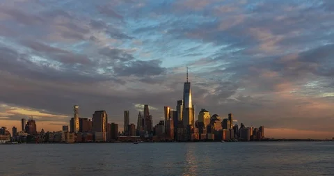 View to Manhattan Skyline time lapse Stock Footage 120932913