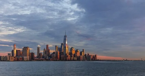 View to Manhattan Skyline time lapse Stock Footage 120933375