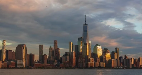 View to Manhattan Skyline time lapse Stock Footage 120934900
