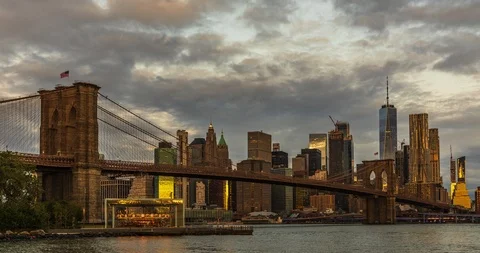 View to Manhattan Skyline time lapse Stock Footage 120938336