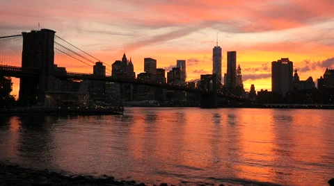View on Manhattan, sunset Stock Footage 65747595