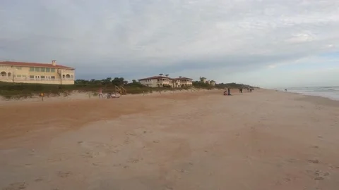 View of a mansion on the beach Stock Footage 155901039