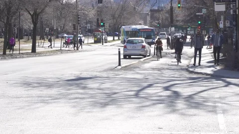 View of many cyclists on the street 스톡 동영상 130553938