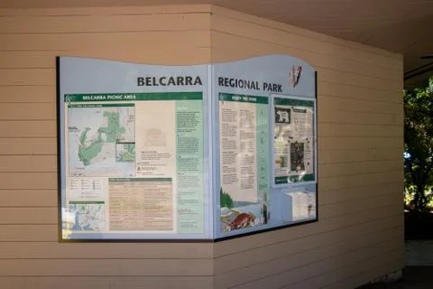 View of map and information banner in Belcarra Regional Park during summer Stock Photos