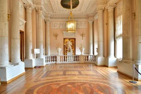 View of the Marble balustrade pantry in the dining room of Paul I in the Gatc Stock Photos