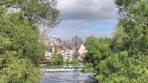 View of Marburg, Germany from the River Video stock 344462531